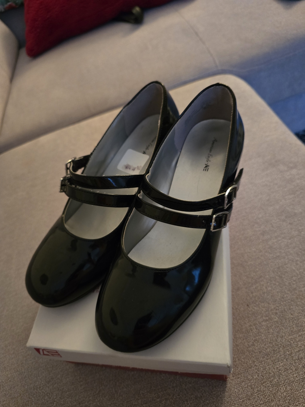 Black Patent Double-Strap Mary Jane Heels